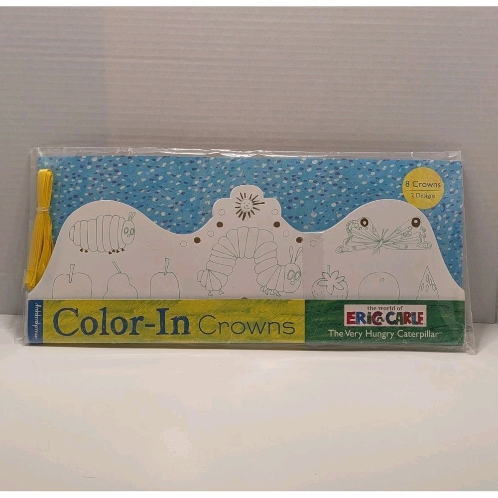 Eric Carle The Very Hungry Caterpillar Set‎ 8 Color In Crowns Party birthday NEW